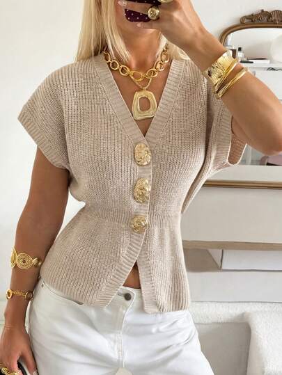 V-Neck Knit Top